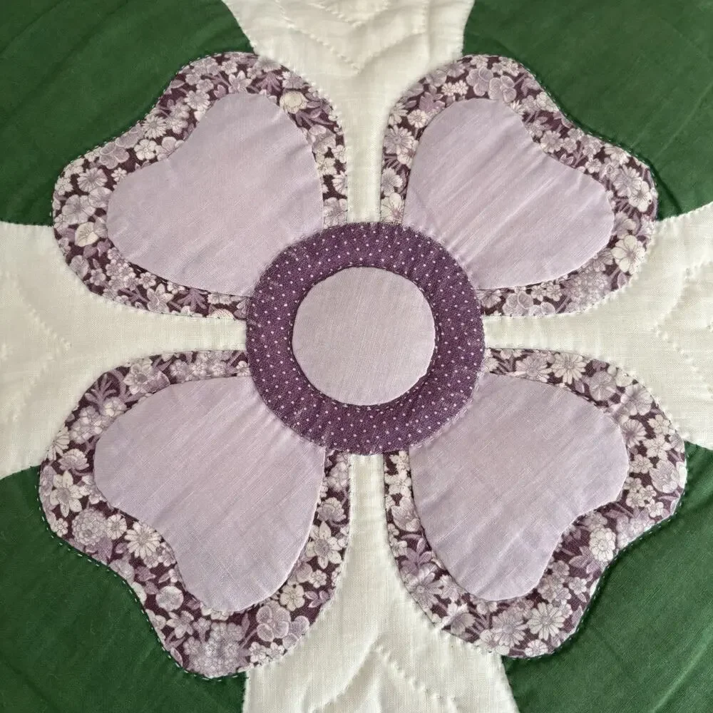 Vintage Cottage Core Quilted Hearts And Flower Throw Pillow